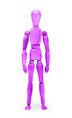 Image showing Wood figure mannequin with bodypaint - Purple