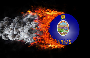 Image showing Flag with a trail of fire and smoke - Kansas