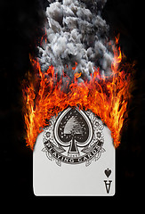 Image showing Playing card with fire and smoke