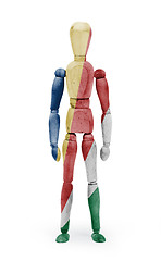 Image showing Wood figure mannequin with flag bodypaint - Seychelles