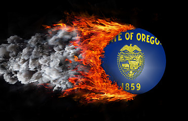 Image showing Flag with a trail of fire and smoke - Oregon