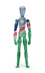 Image showing Wood figure mannequin with flag bodypaint - Namibia