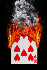 Image showing Playing card with fire and smoke