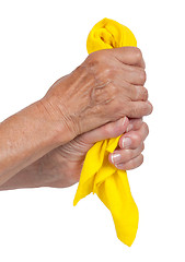 Image showing Old woman cleaning