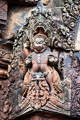 Image showing Carving of mandapa at Banteay Sreiz, Cambodia