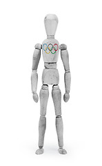 Image showing Wood figure mannequin with flag bodypaint - Olympic Rings