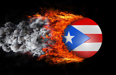 Image showing Flag with a trail of fire and smoke - Puerto Rico