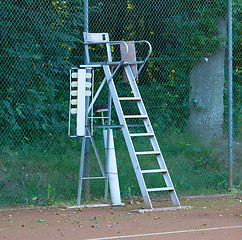 Image showing Old tennis umpire chair