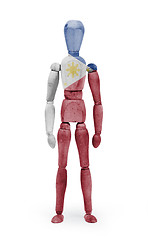 Image showing Wood figure mannequin with flag bodypaint - Philippines