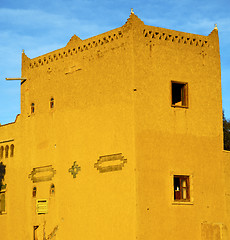 Image showing old brown construction in africa   morocco and sky  near the tow