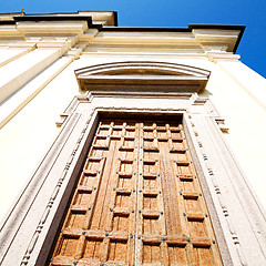 Image showing  entrance   door    in italy   ancian wood and traditional  text