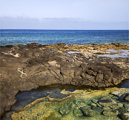 Image showing spain musk pond rock stone   water    in lanzarote 