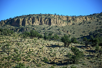 Image showing valley in   africa morocco the atlas dry mountain  