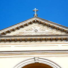 Image showing  entrance   door    in italy   ancian wood and traditional  text