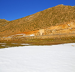 Image showing hill in   africa morocco the atlas valley dry mountain ground is