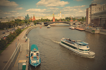 Image showing Landscape with Moscow Kremlin and river