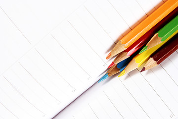 Image showing Color pencil and agenda