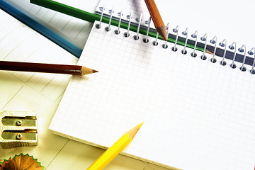 Image showing Color pencil and agenda