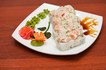 Image showing Roll with cream sauce, salmon fish