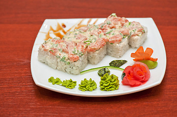 Image showing Roll with cream sauce, salmon fish