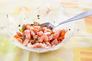 Image showing Salad of natural tomatoes and onions