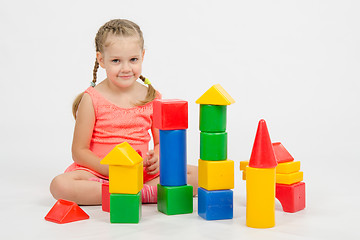 Image showing child playing with blocks