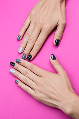 Image showing Delicate female hands with a stylish neutral manicure