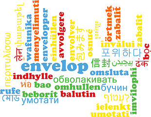 Image showing Envelop multilanguage wordcloud background concept