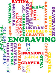 Image showing Engraving multilanguage wordcloud background concept