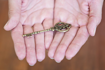 Image showing hands with key