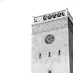 Image showing old brick tower in morocco africa village and the sky