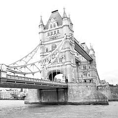 Image showing london tower in england old bridge and the cloudy sky