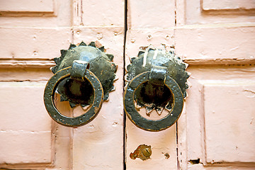 Image showing brown  morocco in africa the old wood  pink  safe padlock 