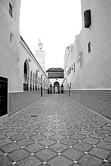 Image showing old   brick tower in morocco africa village and the sky