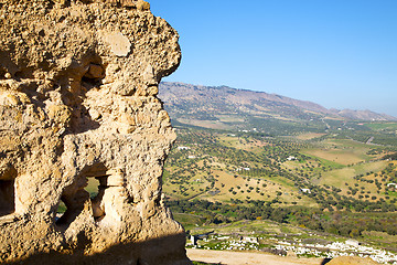 Image showing cemetery  high in the village   constructions