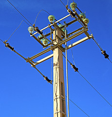 Image showing   utility pole in africa morocco energy and distribution pylon