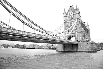 Image showing london tower in england old bridge and the cloudy sky