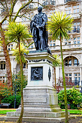 Image showing historic   marble and statue in old city  