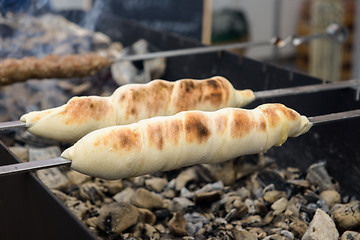 Image showing cooking meat on the coals