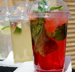 Image showing Fresh lemonade with mint leaves