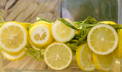 Image showing fresh lemonade with slices of lemon