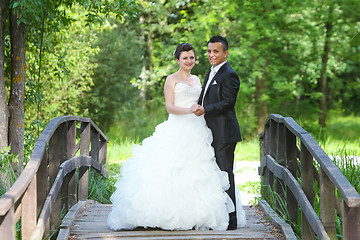 Image showing Bride and groom in nature