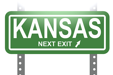 Image showing Kansas green sign board isolated 