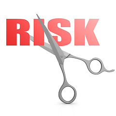 Image showing Cut red risk word with scissor