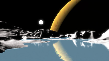 Image showing Saturn viewed from Titan moon