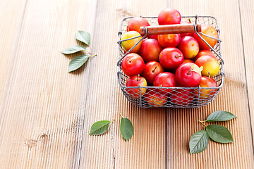 Image showing basket of plums