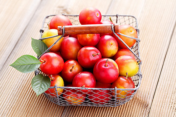 Image showing basket of plums