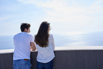 Image showing happy young romantic couple have fun and  relax at home