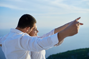 Image showing happy young romantic couple have fun and  relax at home