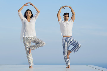 Image showing young couple practicing yoga